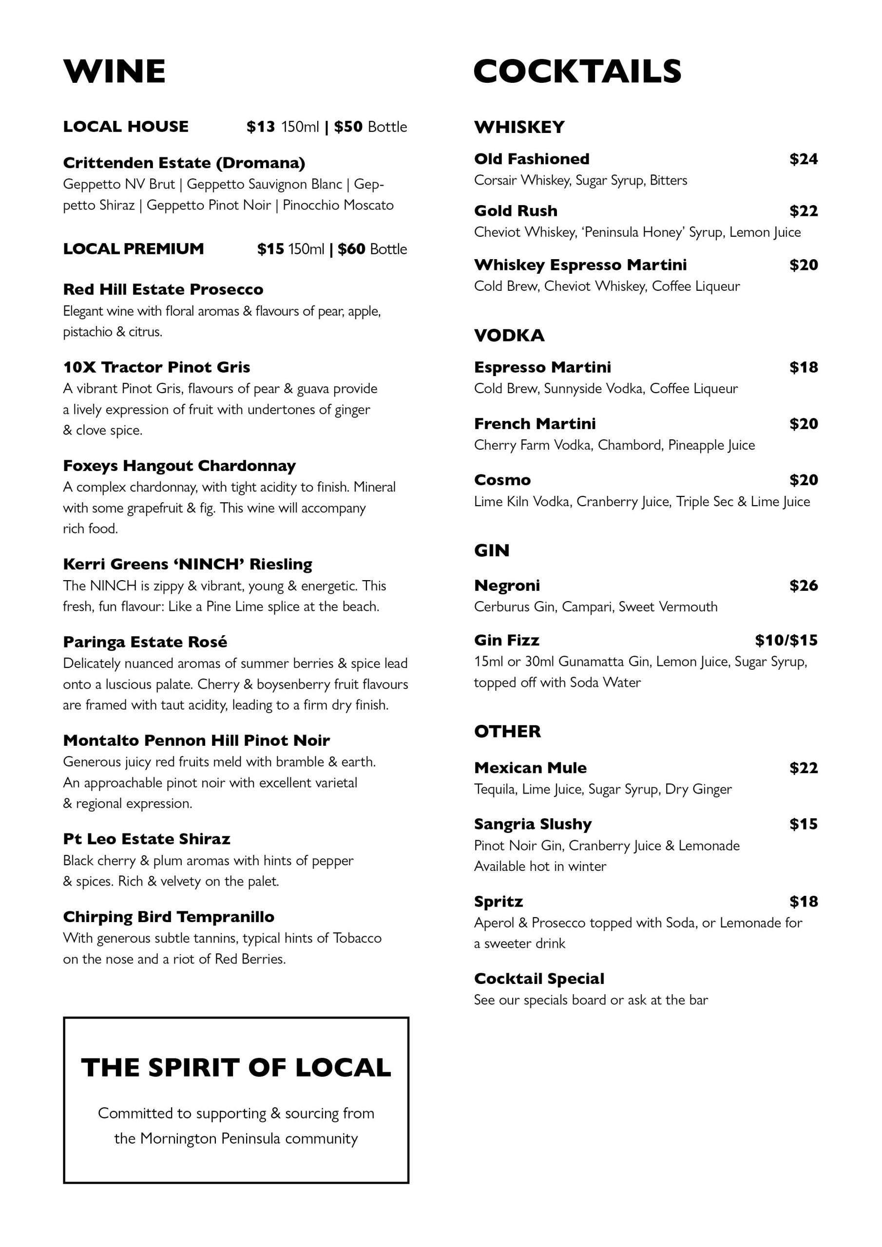 A4-Drinks-Menu-October-202502 Tar Barrel Drinks Menu 2025 Wine and Cocktails