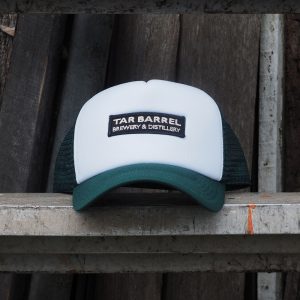 Tar Barrel Bottle and White Trucker Hat